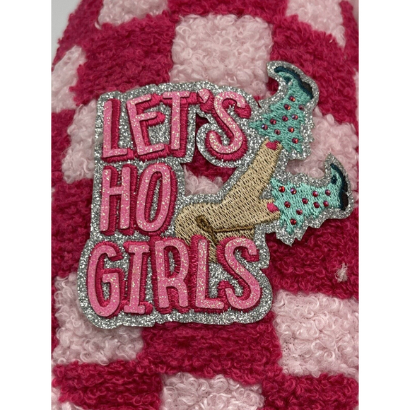 Ablinco Women’s House Slippers Let’s Ho Girls Size 11.5 (44-45) Pink NWOT Elf - Picture 2 of 7